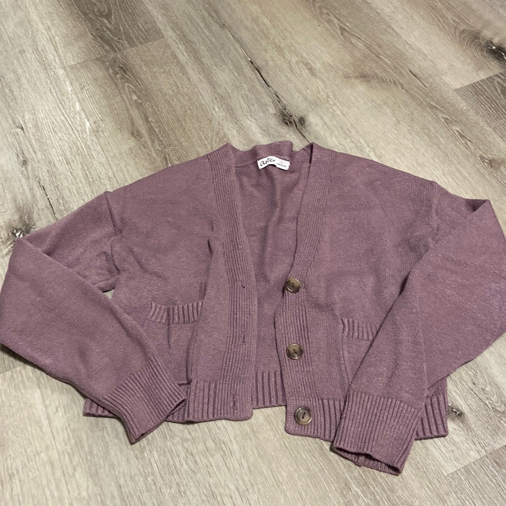 purple crop cardigan